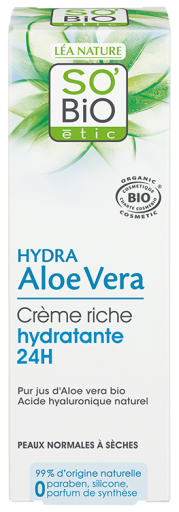 Crema ligera hidratante 24h Ácido hialurónico & aloe Bio 50ml